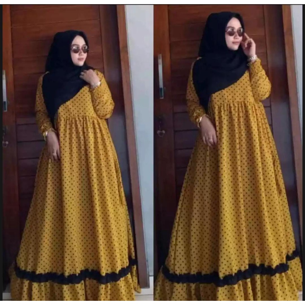 LANGSUNG KIRIM Gamis Mayung Monalisa Ori Polkadot / Gamis Klok Polkadot Terbaru Harga Terjangkau