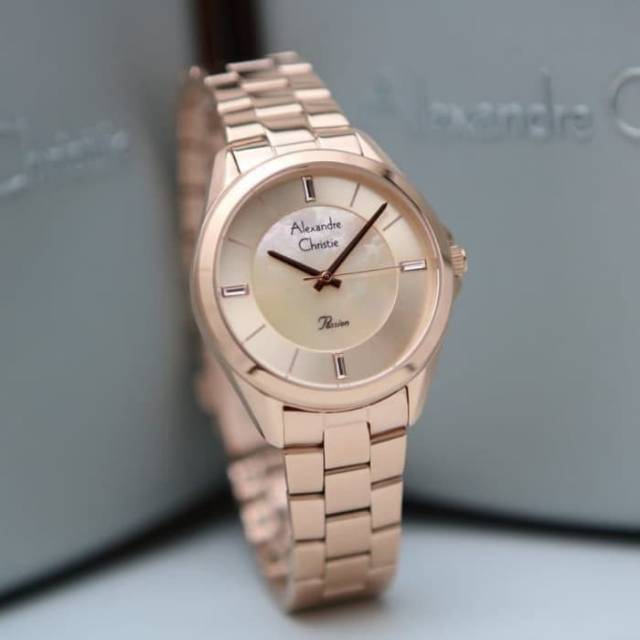 Jam Tangan Wanita Alexandre Christie  rose Gold Original Garansi resmi ac 2816