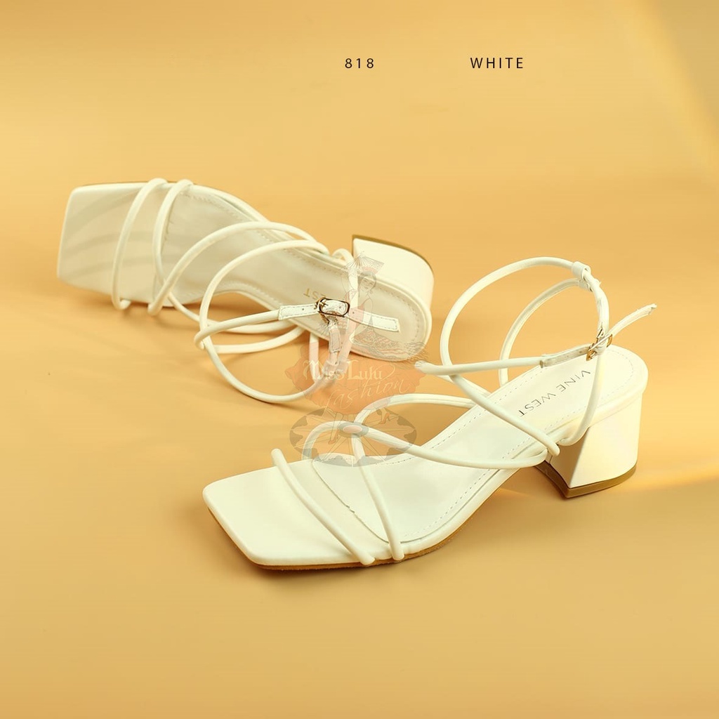 Sepatu Block Heels Sandals Wanita 818 002-White