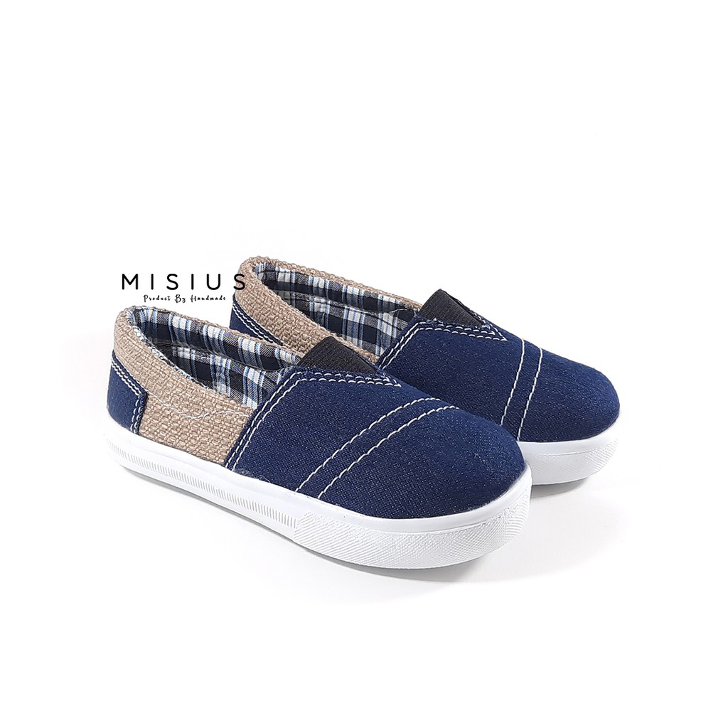 Misius - FUJIO Sepatu Anak Model Slip On Sole Karet Bahan Kanvas/Denim