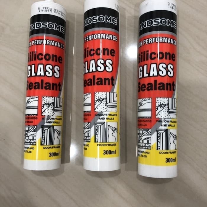 Lem Silicone Kaca Botol 300ml  Handsome / Lem Kaca Tehel Sudut Serbaguna 300 ml / Glass Sealant - Le