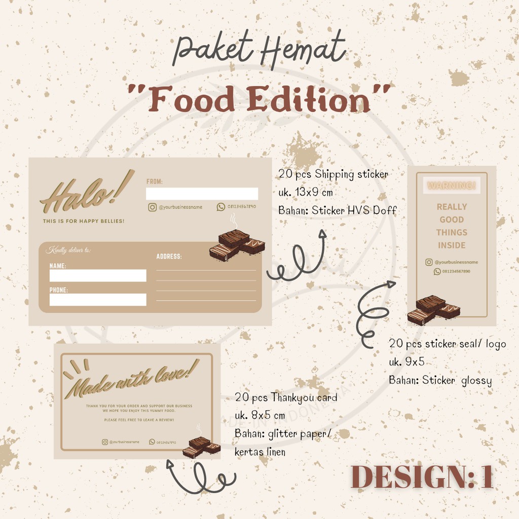 

PAKET HEMAT FOOD EDITION - THANK YOU CARD - STICKER PENGIRIMAN - STICKER SEAL