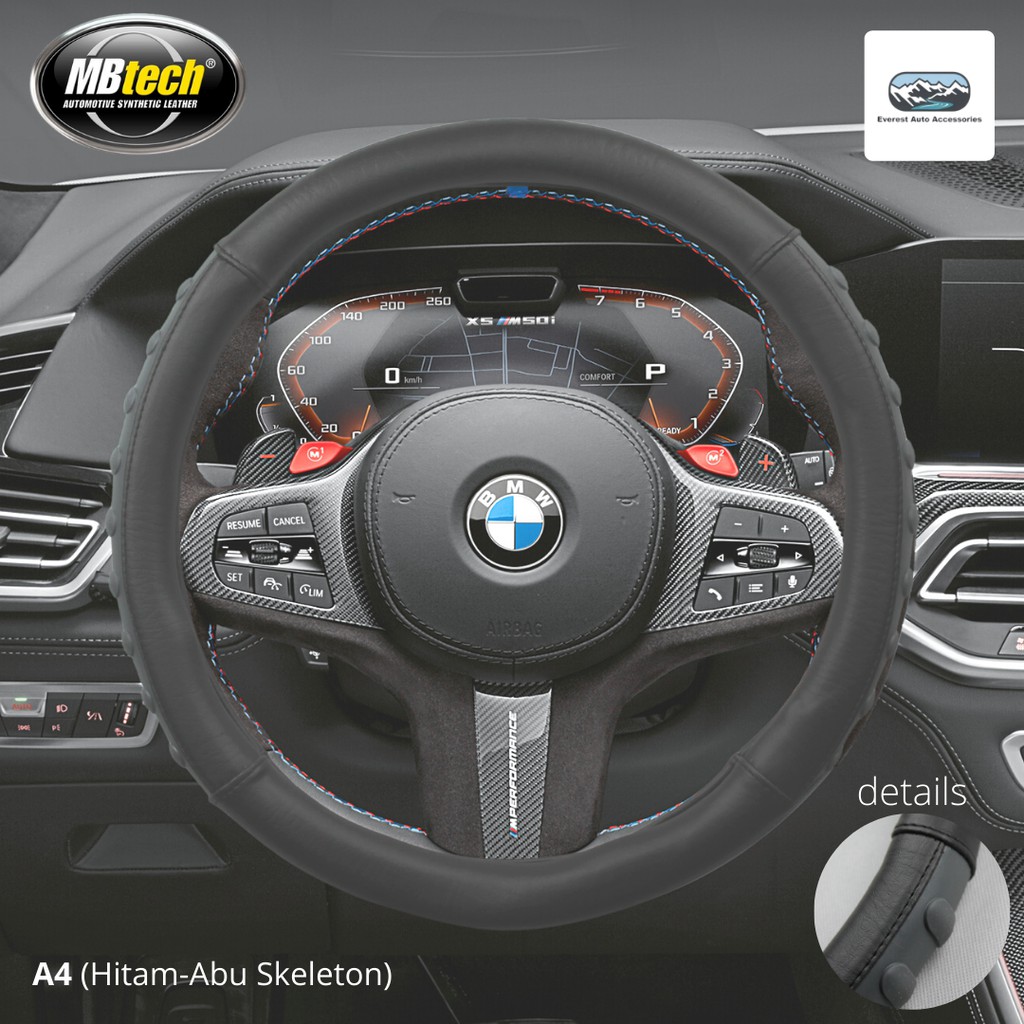 Cover Sarung Stir Steering Wheel Cover Bahan Kulit Universal Diameter 38cm - 40cm kulit MB Tech