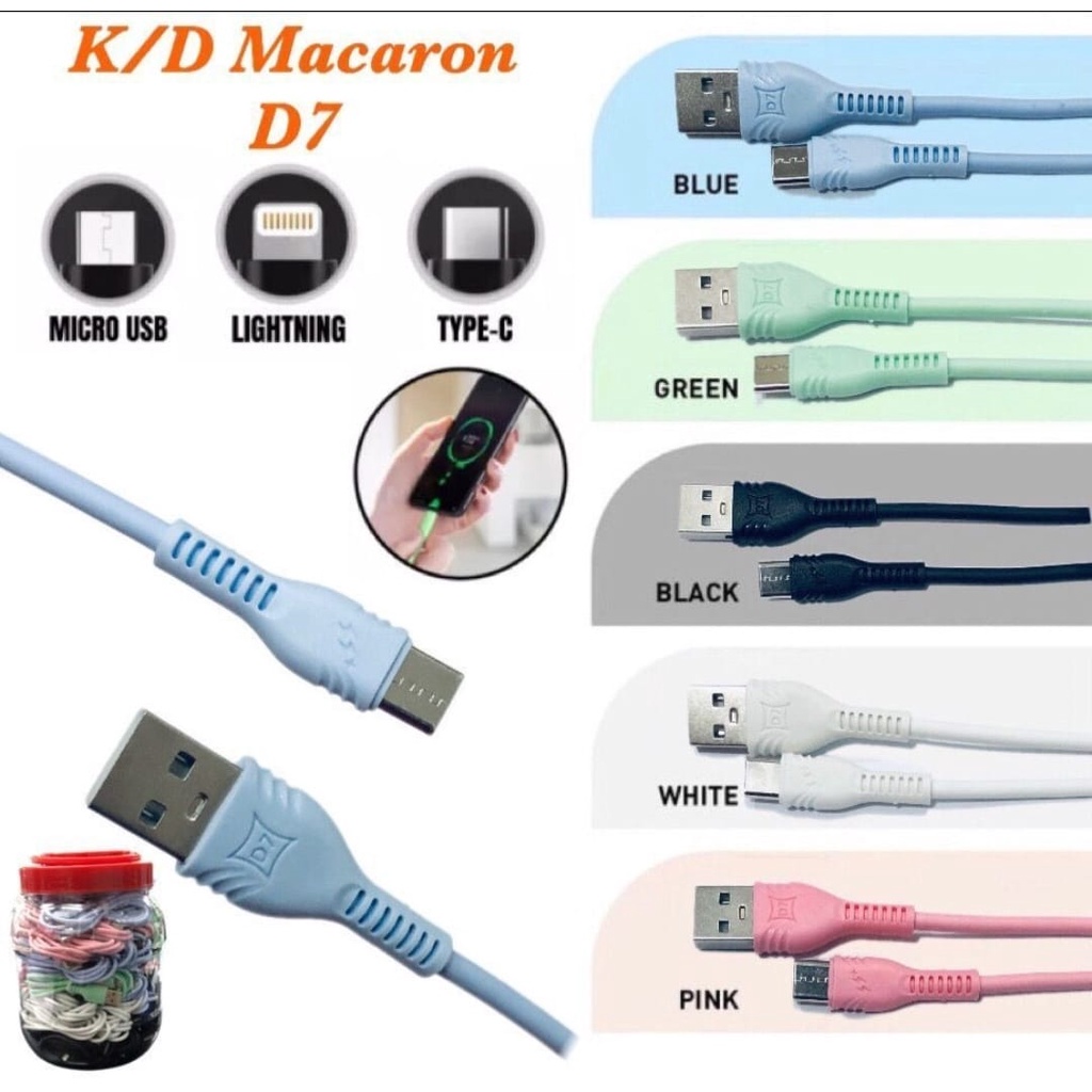 Kabel Data Macaron D7 Type C / IP / Micro USB V8