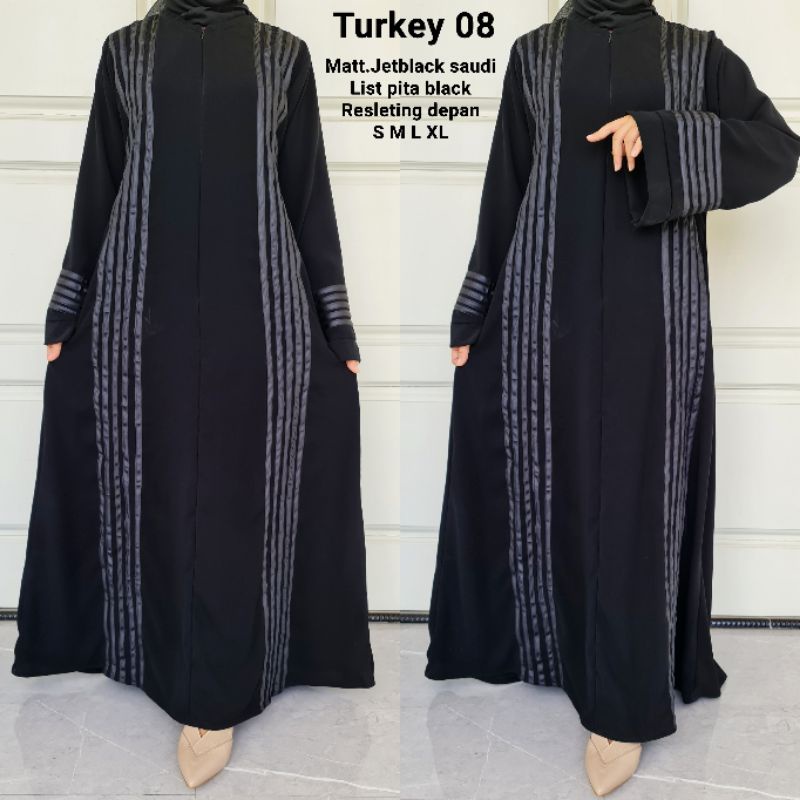 Abaya gamis hitam turkey 08 jetblack saudi ori daily wear
