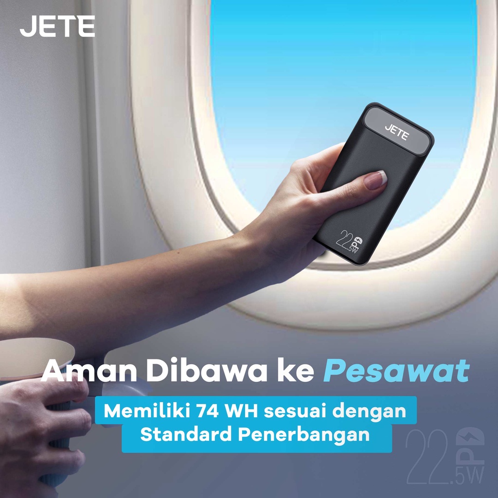 Power Bank 20000mAh Fast Charging PD 22.5W JETE B3 with Triple Output Garansi 2 Tahun