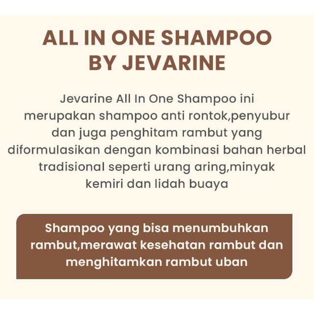 Shampoo Jevarine All In One Shampoo Anti Rontok Penghitam Rambut Penyubur Rambut (Garansi Uang Kembali Jika Produk Palsu)