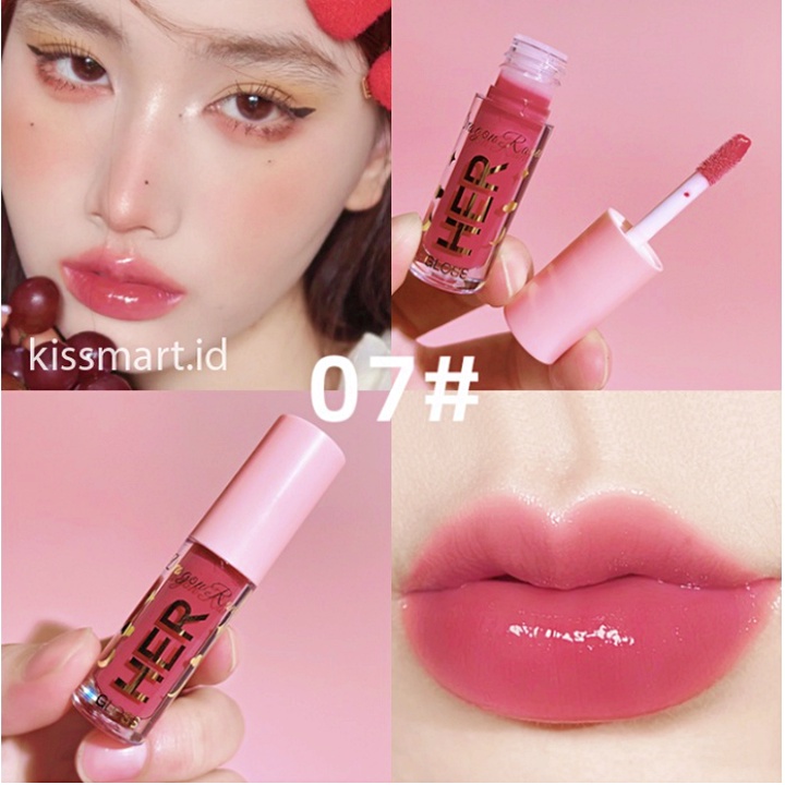 HER Lipstik Glitter Lip Glow Liquid Cair 8 Warna Waterproof Dragon Ranee Lipstick XX035