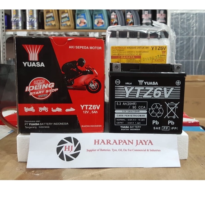 Jual AKI MOTOR YUASA YTZ6V (5AH) KERING | Shopee Indonesia