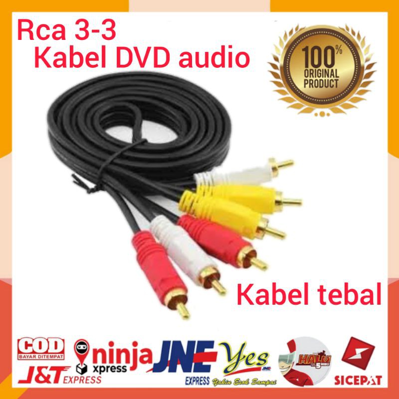 Kabel Jack RCA 3-3 1,5m RCA to RCA 3 Way Cable DVD Audio/ Video Bagus