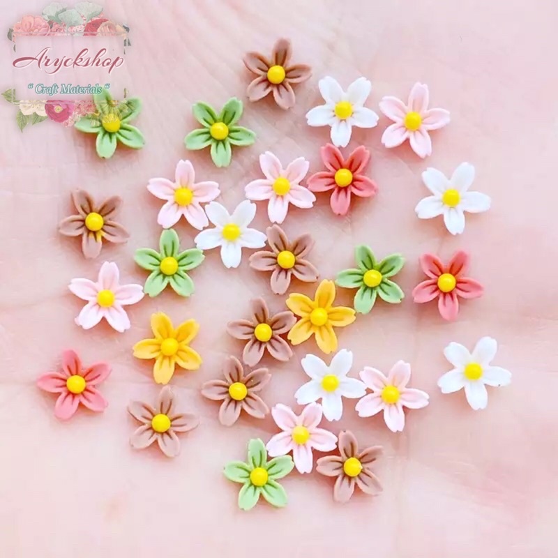 Resin Bunga Kemuning 7mm isi 20pcs Bahan Hiasan Tasbih Digital Swarovski Aksesoris Tempel