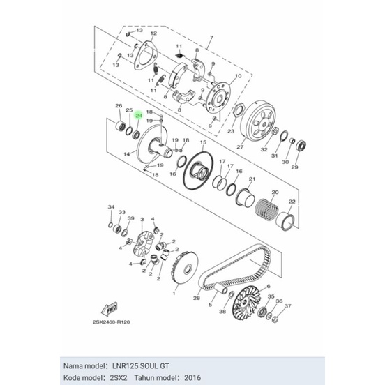 BEARING LAHER  PULLY PULI MIO M3 SOUL GT 125 ASLI ORI YAMAHA 2PH E7678 00