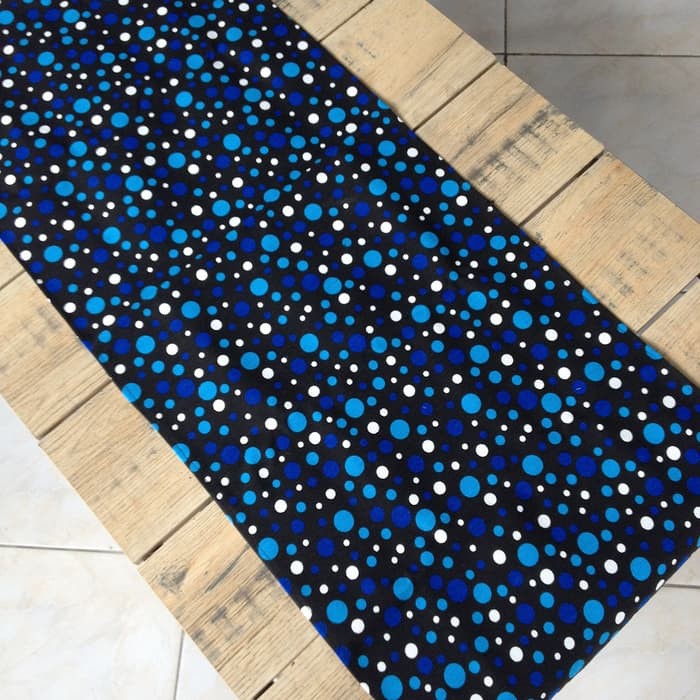 GJ41 TAPLAK KAIN MEJA - COVER SOFA - TABLE RUNNER - MOTIF BUBBLE BIRU UNIK