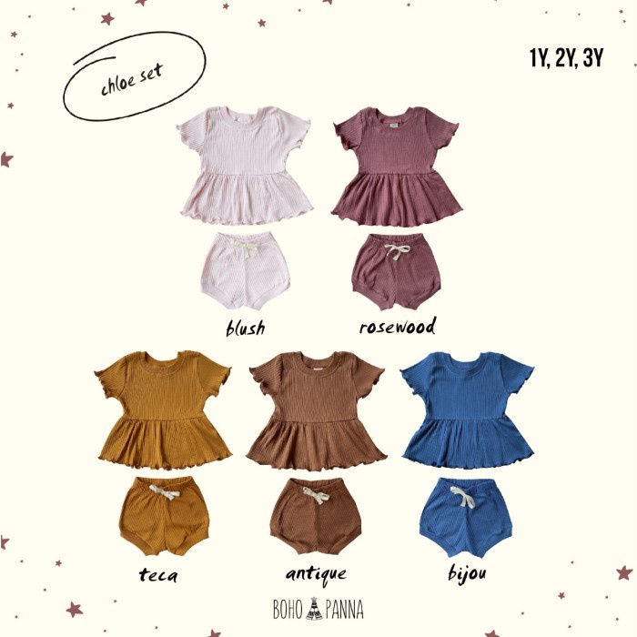 SETELAN BAJU ANAK - BOHOPANNA CHLOE SET size untuk 1/2/3 tahun