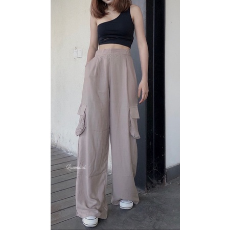 [LAXMI] Luneta Cargo Pants // celana kantong premium rayon Highwaist