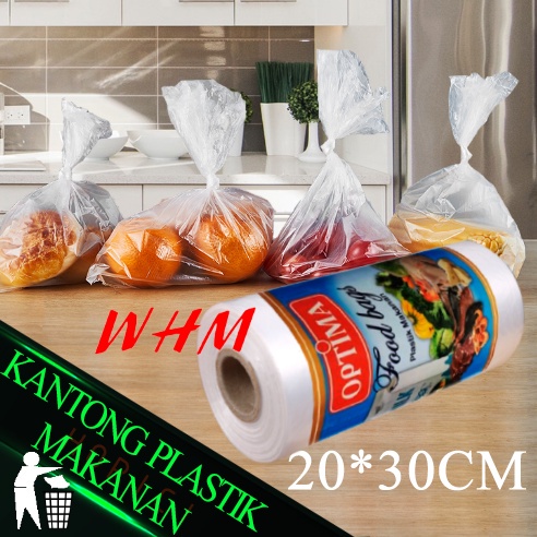 Plastik Roll Bag Buah HD / Kantong Plastik Makanan Berlanja Super Market Putih Tanpa plong Termurah