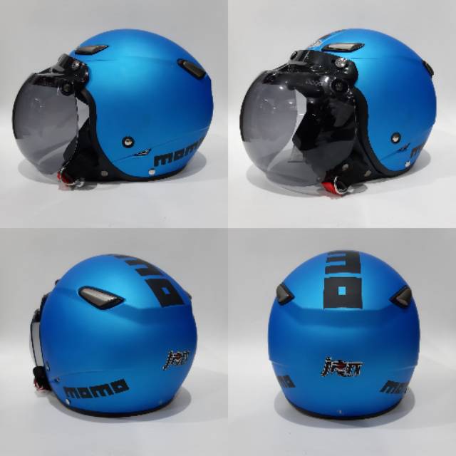 Helm Bogo Momo Retro kaca Ice blue Dof