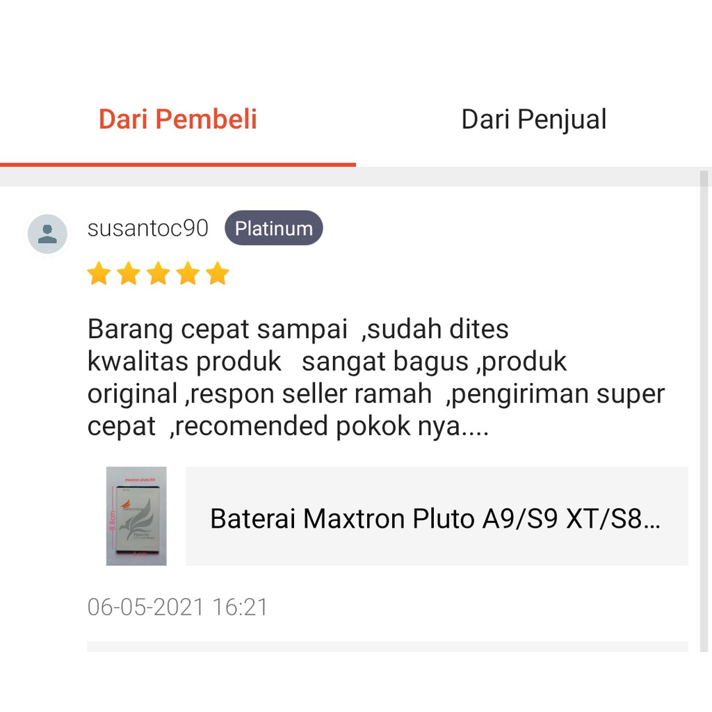 Baterai Maxtron Pluto A9 S9 S9 XT S8 Galaxy S8 2020 panjang 8.8 cm lebar 6cm