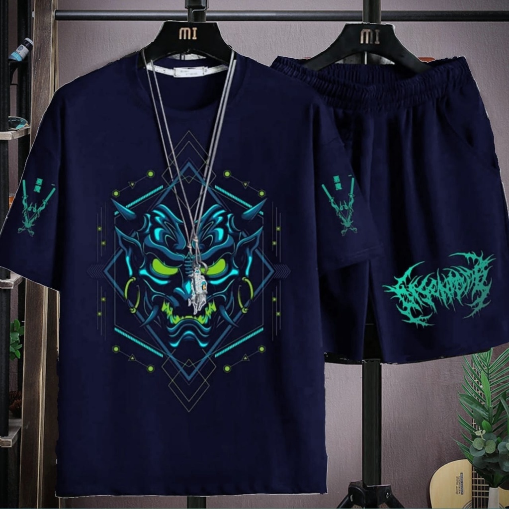 N_S Stelan Pria/Wanita 1Set Distro Baju Hoodie+Celana Pendek KUROHIGE