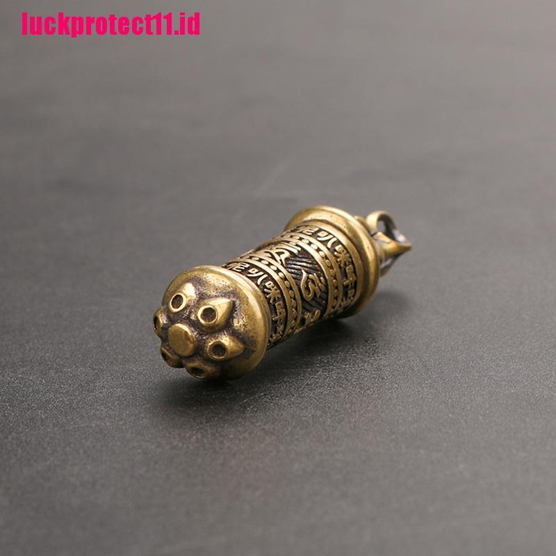 (LUCK) Gantungan Kunci Bentuk Botol Mantra Buddha Handmade Vintage Bahan Kuningan