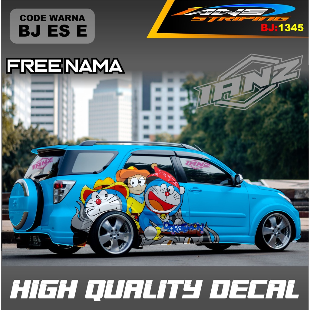 DECAL STICKER DORAEMON MOBIL TERIOS TOYOTA RUSH AVANZA INNOVA XENIA PAJERO DLL / STIKER MOBIL TERMURAH