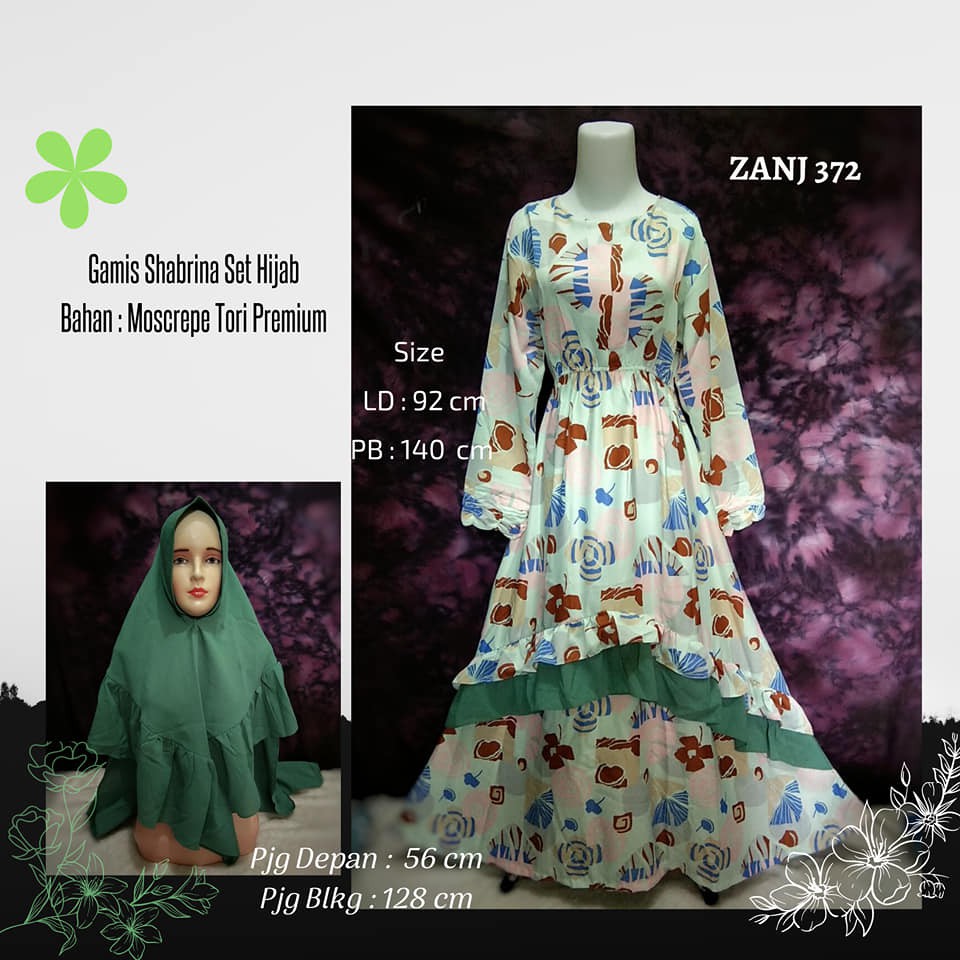 Gamis Shabrina Dewasa Syar'i Set Hijab Original