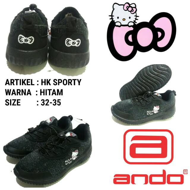 Sepatu sekolah anak ando hk sporty full black murah baru