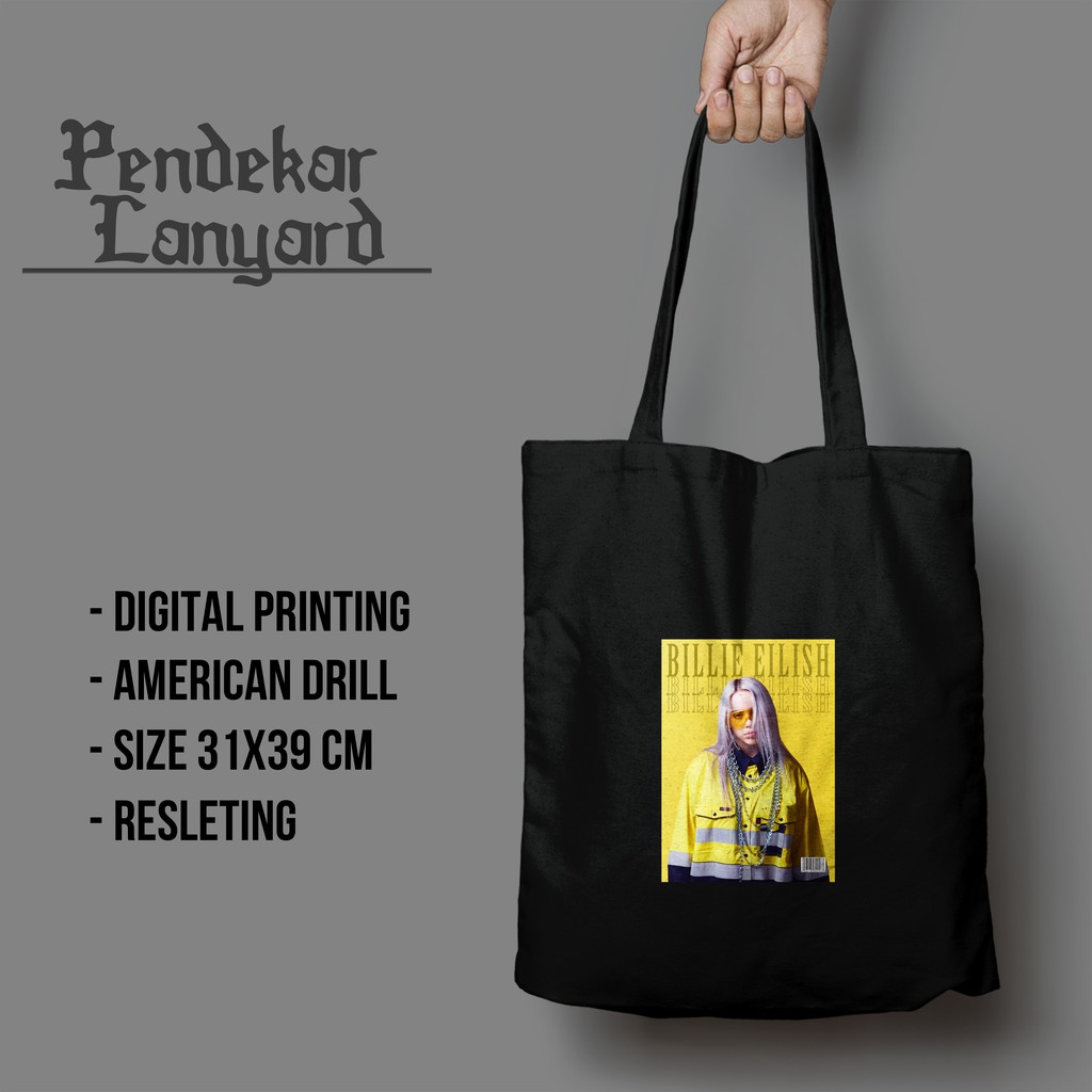 BILLIE EILISH Totebag Tas Jinjing Pria Wanita Kekinian Desain Aesthetic Penawaran Spesial