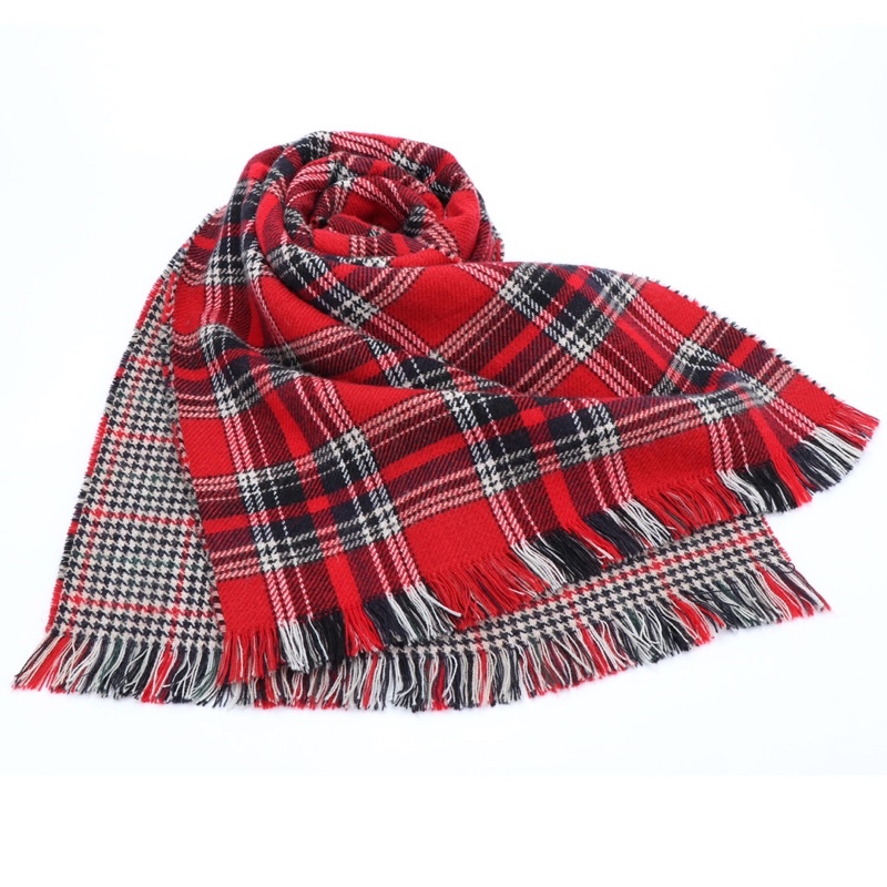 Scarf wanita pria import korean style plaid reversible pashmina syal hangat autumn musim dingin