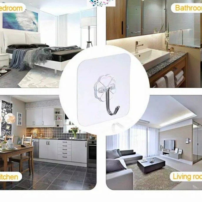 GANTUNGAN KAIT DINDING / PEREKAT 2 SISI / DOUBLE SLIDE WALL HOOKS DAN GANTUNGAN TEMPEL MAGIC HOOK TEMPEL AJAIB KAITAN KAMAR MANDI MANTUL