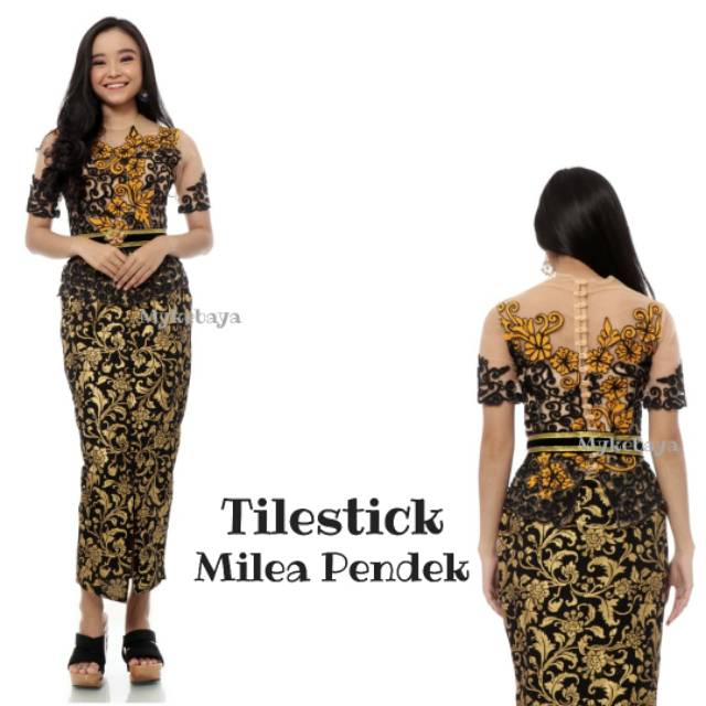 Kebaya bali tilestik milea lengan pendek