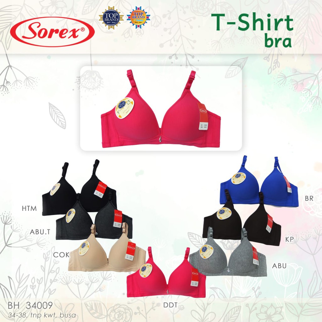 Bra SOREX 34009 T Shirt BH Wanita Busa Tipis Tanpa Kawat Polos Full cup tshirt 34 36 38 Btk kait 2