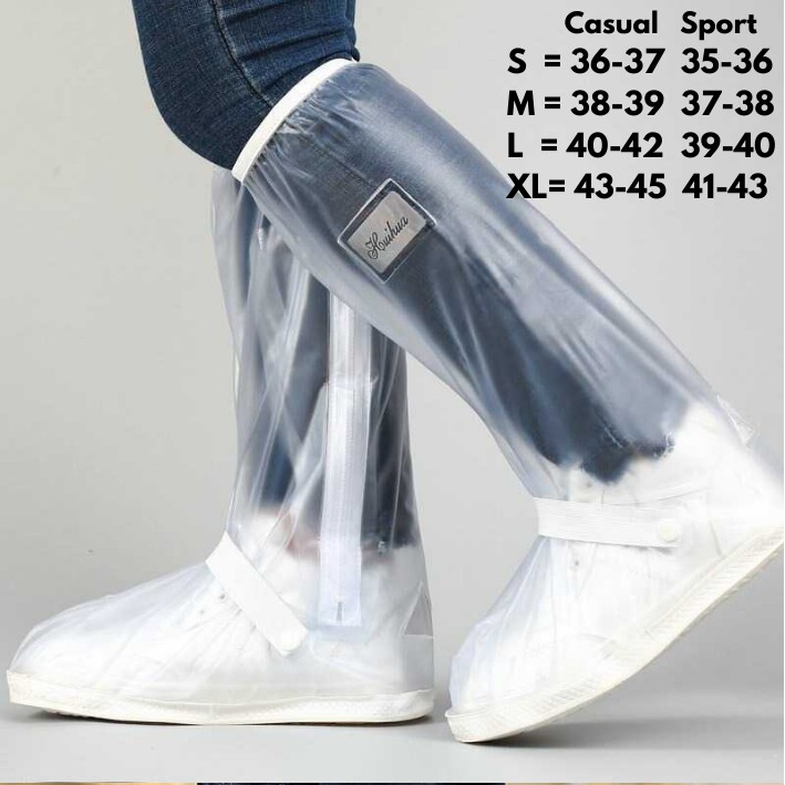 Jas Hujan Sepatu Cover Sepatu Anti Air Hujan Transparan Pelindung Cover Shoes Rain-Transparan Reflektor