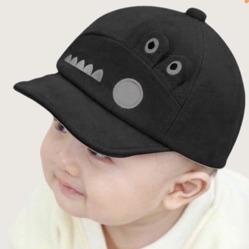 TOPI ANAK BAYI LAKI LAKI PEREMPUAN  MOTIF ALIGATOR TOPI ANAK BASEBALL 3 BULAN SAMPAI 3 TAHUN-Hitam