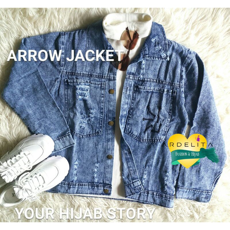 OVERSIZE JACKET JEANS ARROW ORI 100% REAL PICT/JAKET JEANS WANITA/JAKET JEANS PREMIUM