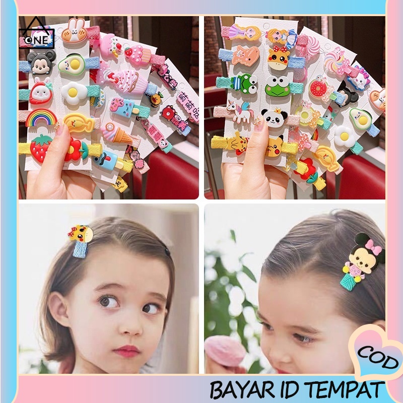 COD❤10Pcs Jepitan Rambut Anak Jepit Rambut Korea Kids Unicorn Candy Fruit Hair Clips A one