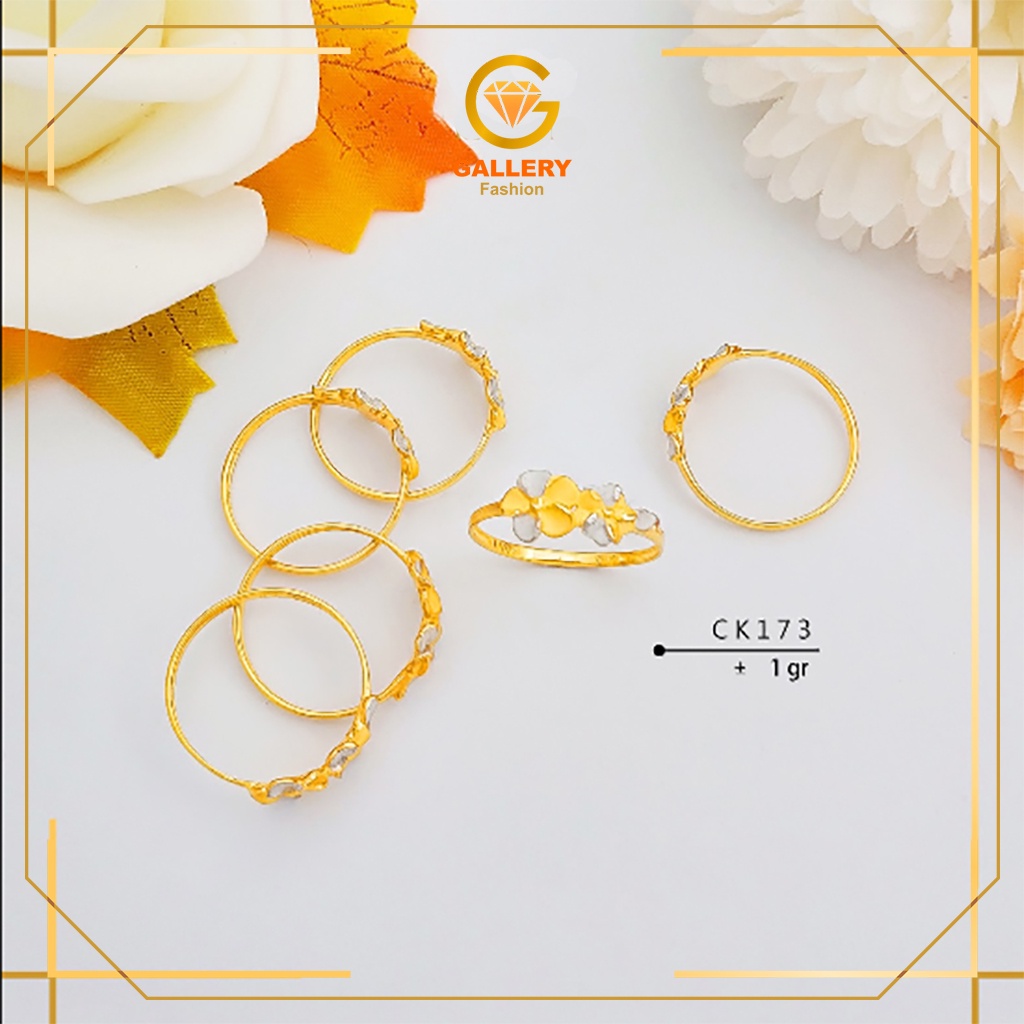 CINCIN EMAS ASLI 300/6KARAT DAN 375/8KARAT KODE CK 173 MAHKOTA CROWN BUNGA