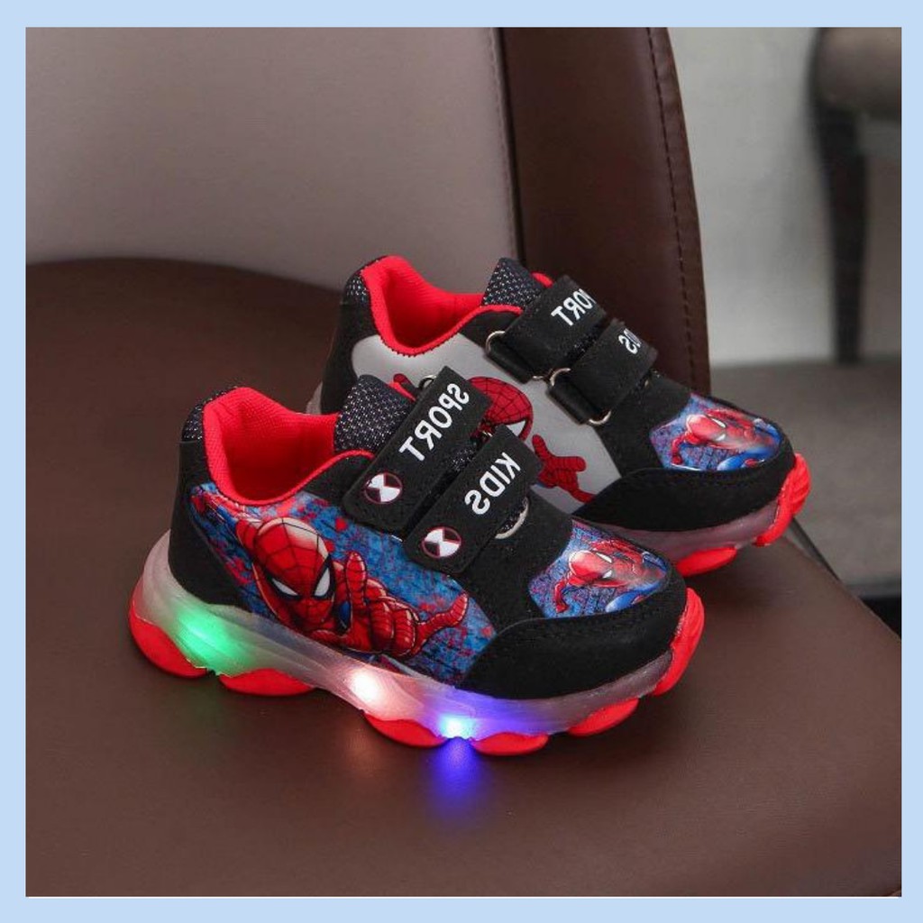 LILOWARDROBE outsole 15-16cm Sepatu sneaker anak laki laki import LED Spiderman cute