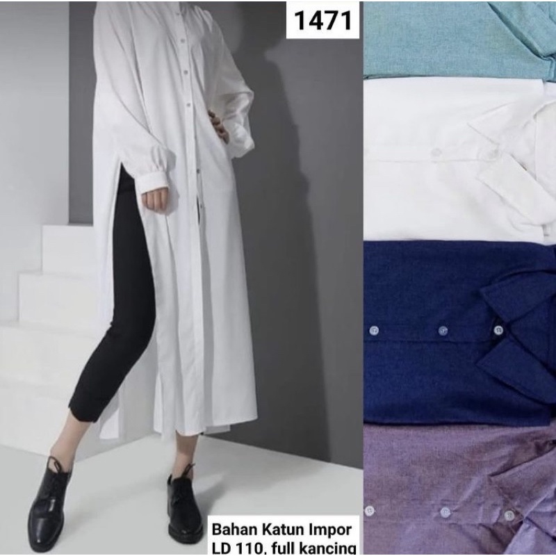 Kemeja Tunik Wanita Katun Polos