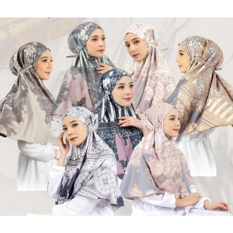bergo yasmine/kerudung bergo motif/hijab instan motif/bergo premium