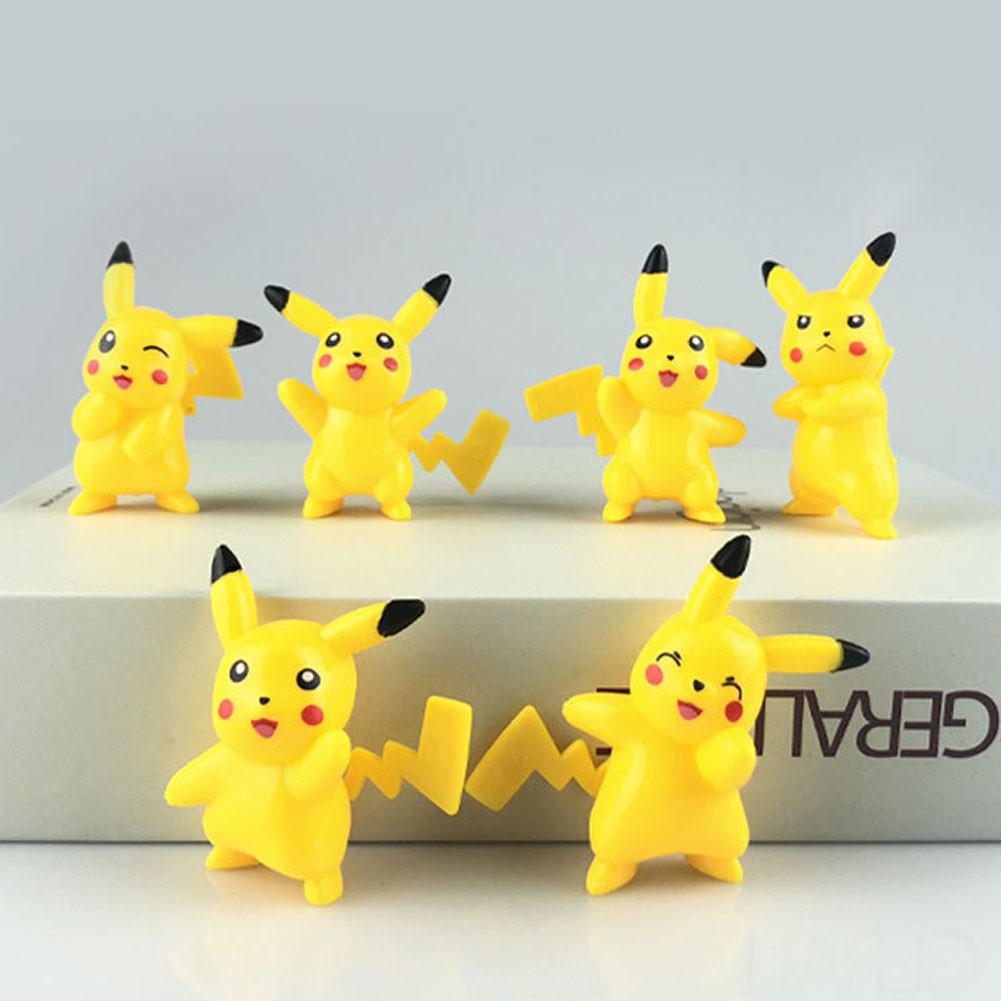 6 Pcs/Set Mainan Boneka Figur Pokemon/Pikachu 4.5cm untuk Topper Kue/Anak/Hadiah