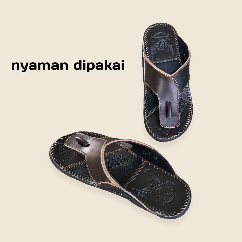 sandal kulit pria/ sandal Harley Davidson/ sandal japit kulit/ sandal kulit terlaris/ sandal COD bayar ditempat