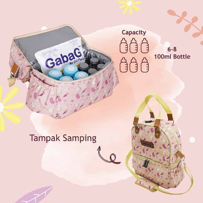 Gabag Double Sling Thermal Sensor Cooler Bag Andara / Cappuccino / Diamond / Passion - Tas Cooler Pendingin Asi Bayi