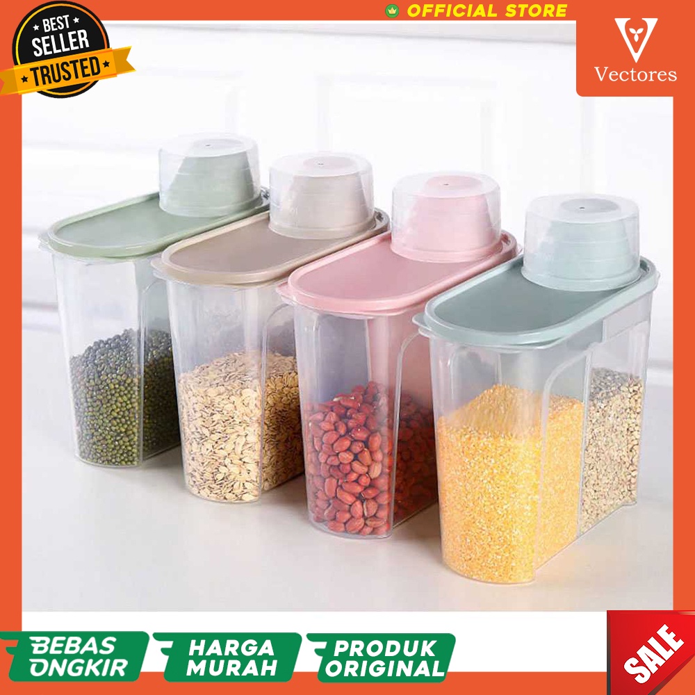 Toples Tempat Makanan Bubuk Food Storage Penyimpanan Sereal Murah