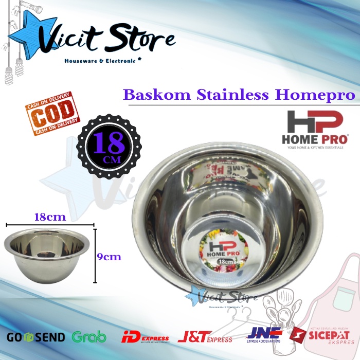 Baskom Homepro Stainless Tebal 18cm / Baskom Dalam Merk Homepro 18cm