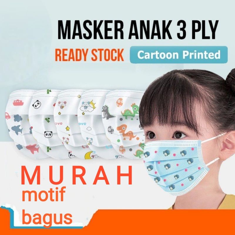 Masker Anak Karakter 3 / Masker Anak Karakter Lucu / Masker Murah / Masker Eceran Satuan