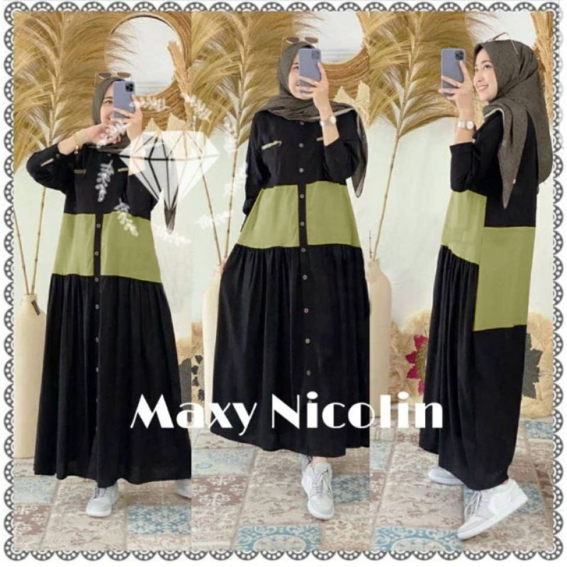 MAXY NICOLIN, MOSCREPE, GAMIS HIJAB MUSLIM, MAXY DRESS