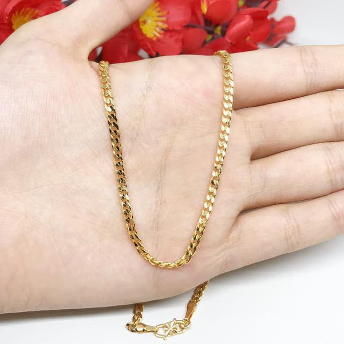 promo Rantai Kalung Tebal Gepeng Pria Wanita 45cm Xuping Lapis Emas - BC021