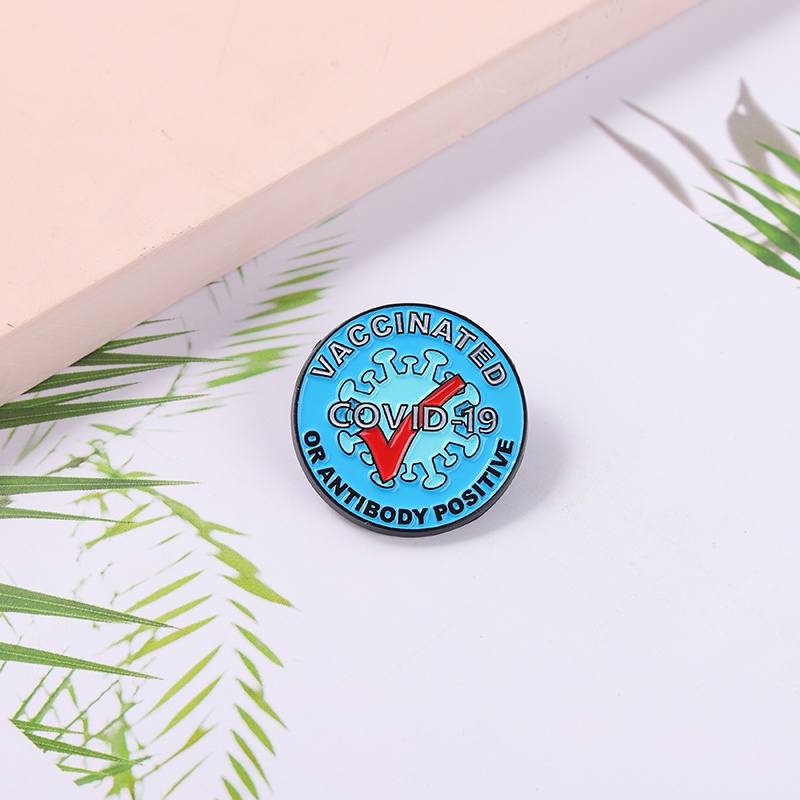 Bros Pin Enamel Bentuk Bulat Desain Vaccinated Covid-19 Untuk Hadiah Dokter Perawat