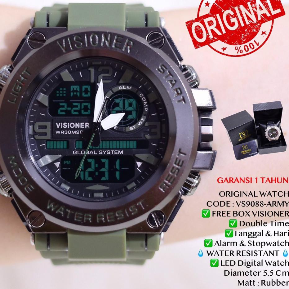 BEST PRODUK Jam tangan pria VISIONER digital anti air TALI RUBBER KARET SPORTY free box exclusive ga